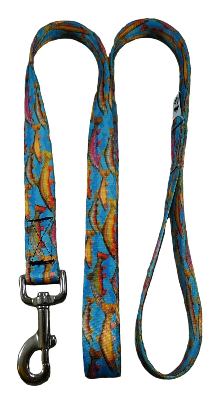 Trout Tales Collar designed for comfortable and adjustable fit for your pet's needs and Matching Leash - Dog.Dog.Cat.