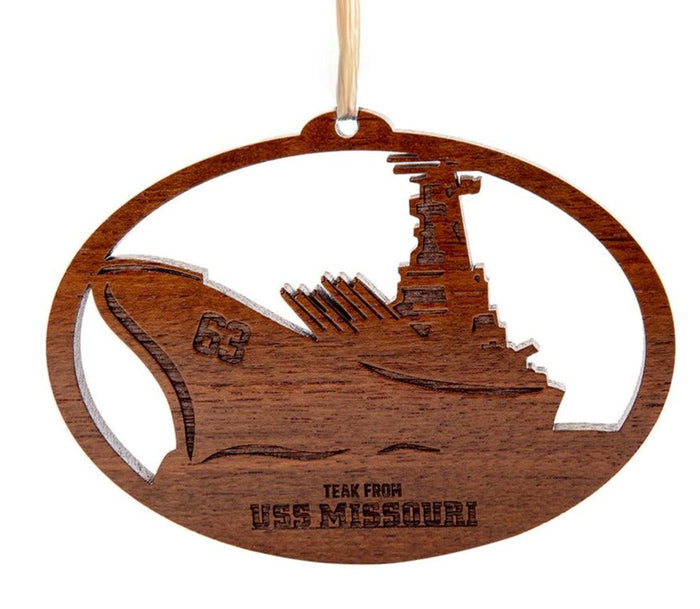 USS Missouri "Mighty Mo" Teak Ornament