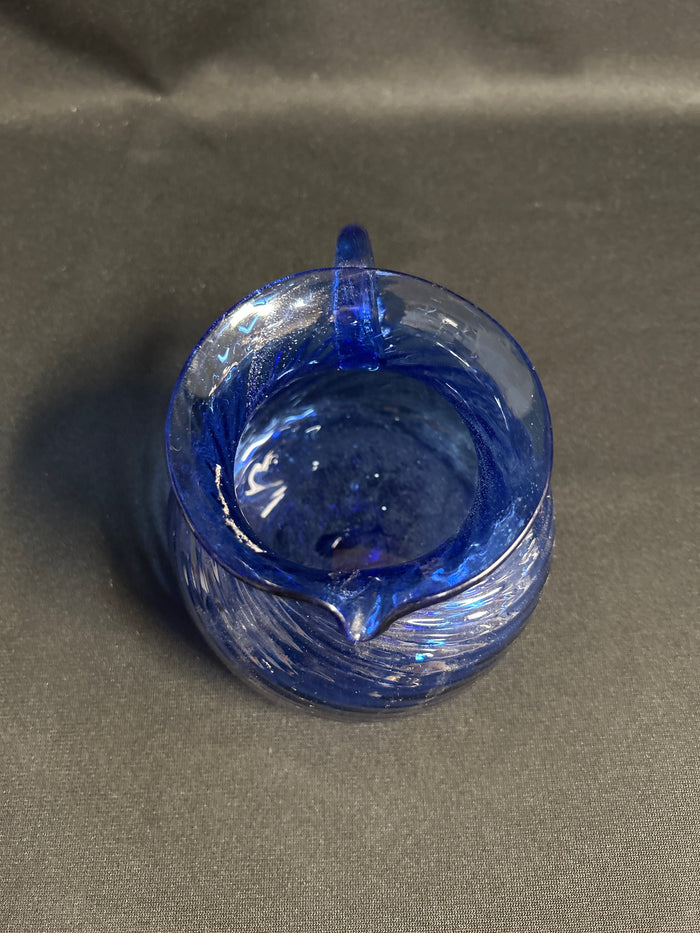 VTG Hand Blown Avalos Art Glass Cobalt Blue Pitcher Vase