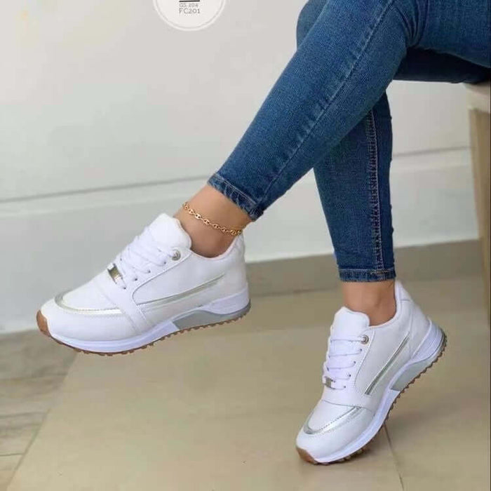 Women Casual Lace Up Sneakers round toe sports shoes