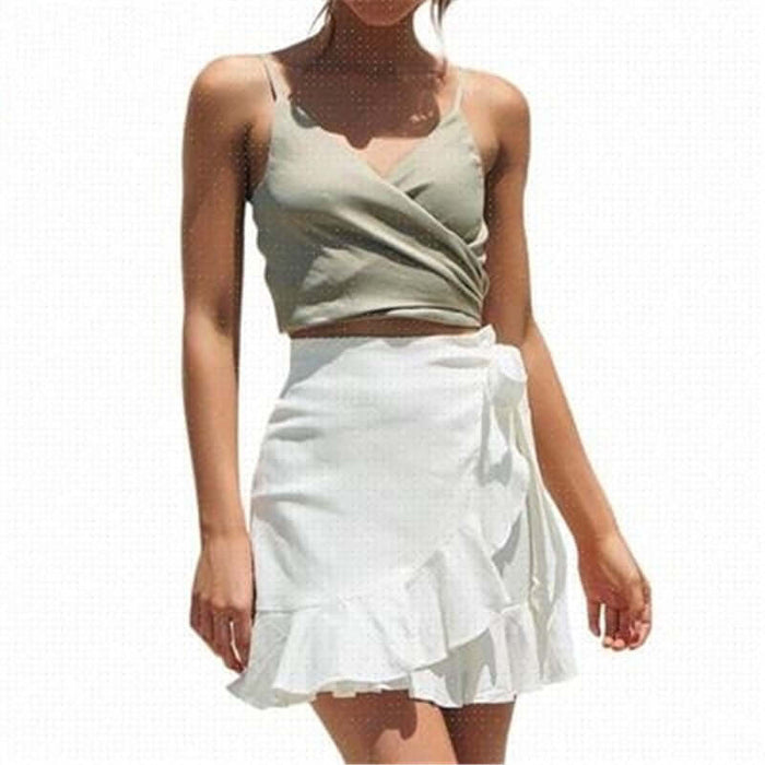 Women's Casual High Waisted Bubble Linen Skirt boutique quality apparel layout optimized for modern retail