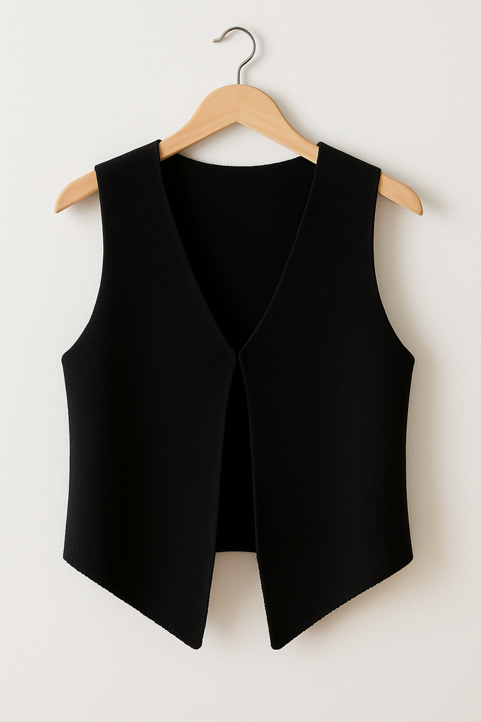 Women’s Deep V Sleeveless Knitted Top Cardigan fabric texture