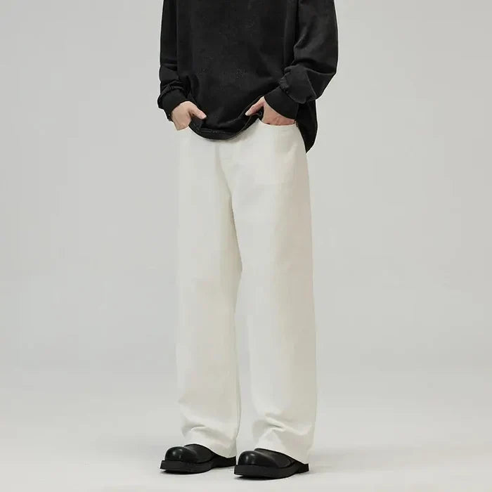 100 cotton mens baggy straight jeans soft cotton daily wear