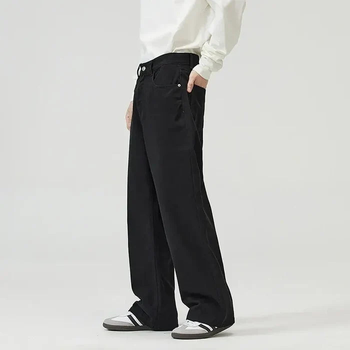 100 cotton mens baggy straight jeans korean fashion outfit