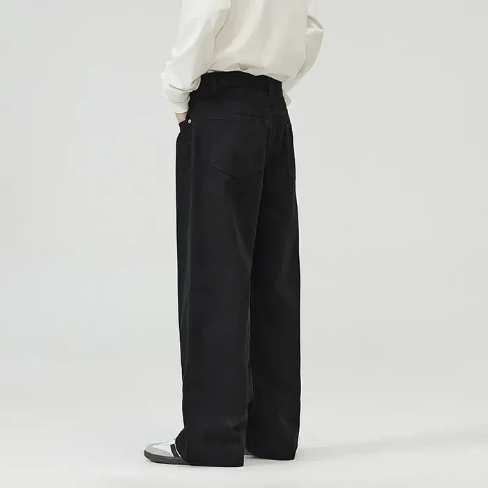 100 cotton mens baggy straight jeans relaxed streetwear look