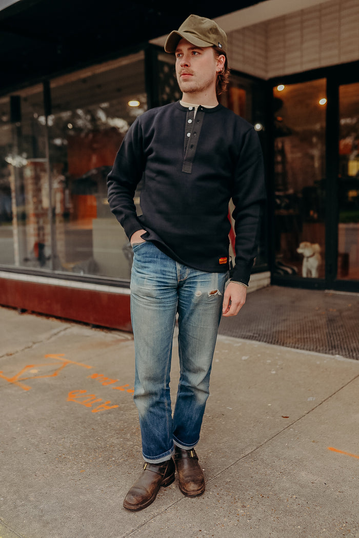 11oz Henley Long Sleeved Sweater - Black IHTL-2401-BLK