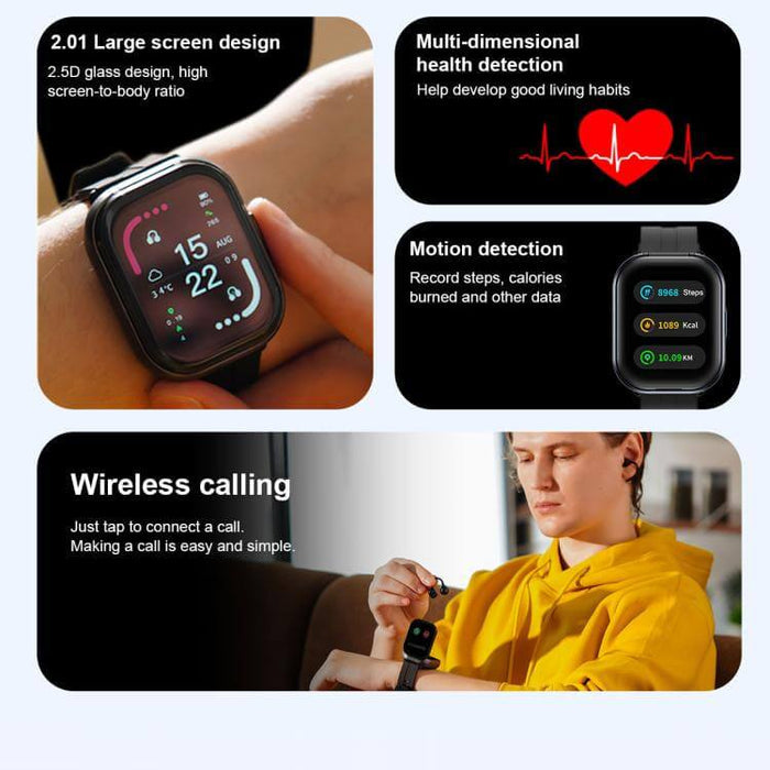 2.01 inch TFT Screen Smart Bluetooth Watch robust silicone watch band installation configuration setup