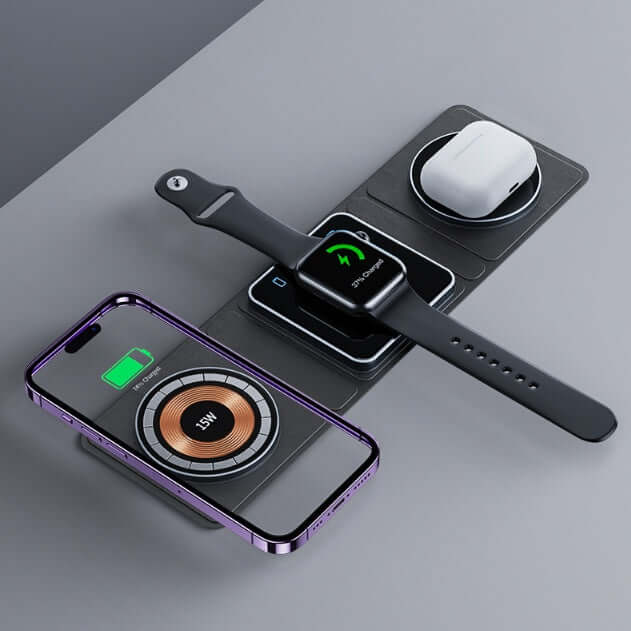 3 in 1 Magnetic Folding Wireless Charger for iPhone & Watch TYPE-C.