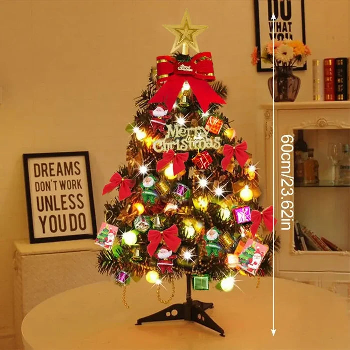 50cm Desktop Christmas Tree with Lights and Ornaments mini Christmas tree for party decor