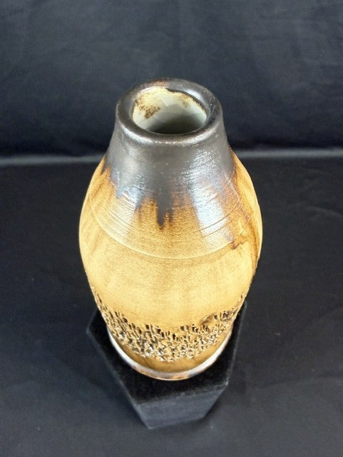 6" Handmade Brown Textured Pottery Vase