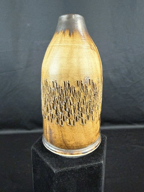 6" Handmade Brown Textured Pottery Vase