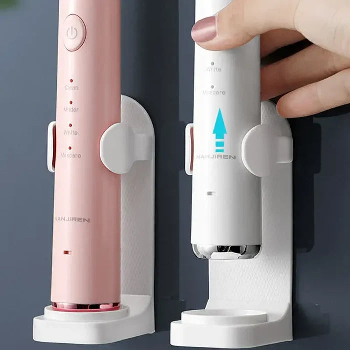 Adjustable Non-Slip Electric Toothbrush Holder Wall Mount white