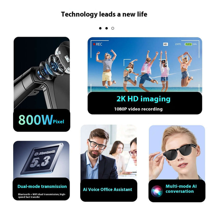 AI Smart Glasses Dual Lens waterproof wearable tech.