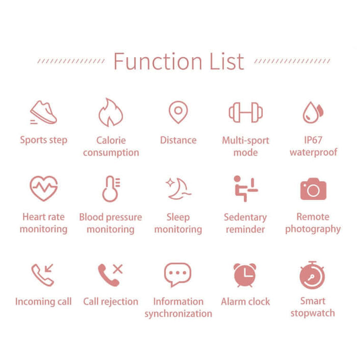 AK15 Fashion Smart Female Bracelet dynamic blood pressure estimation metric screen logs visualization