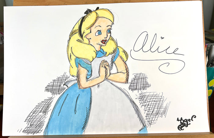 Alice in Wonderland - SIGNED - 11x17 Character Drawing