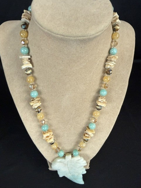 Amazonite, Agate, Shell and Glass Necklace