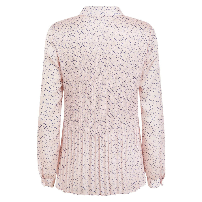 Amelia Navy Pink Spot Pleated Blouse