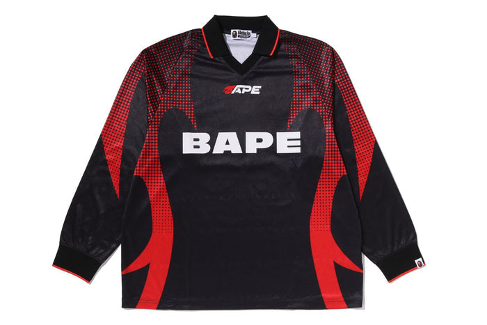 APE FLAME MONOGRAM JACQUARD LOGO RELAXED FIT FOOTBALL JERSEY