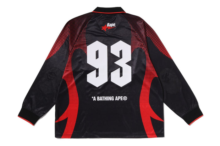 APE FLAME MONOGRAM JACQUARD LOGO RELAXED FIT FOOTBALL JERSEY