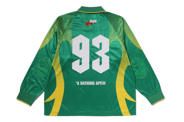 APE FLAME MONOGRAM JACQUARD LOGO RELAXED FIT FOOTBALL JERSEY