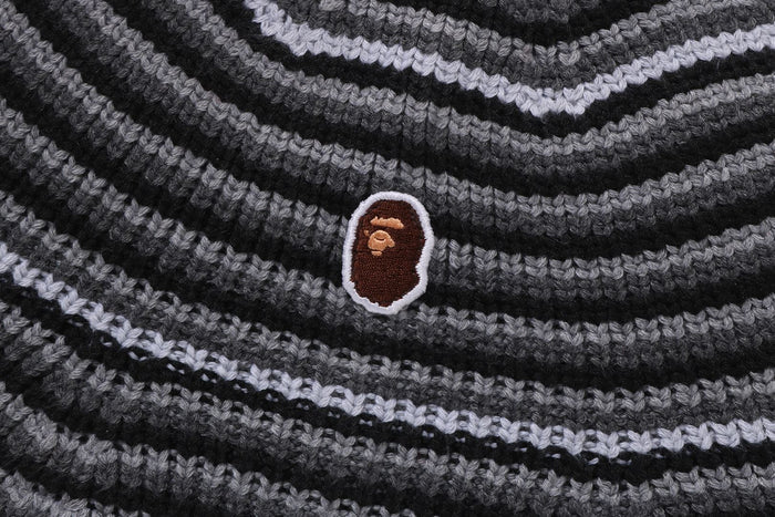 APE HEAD ONE POINT STRIPE KNIT HAT