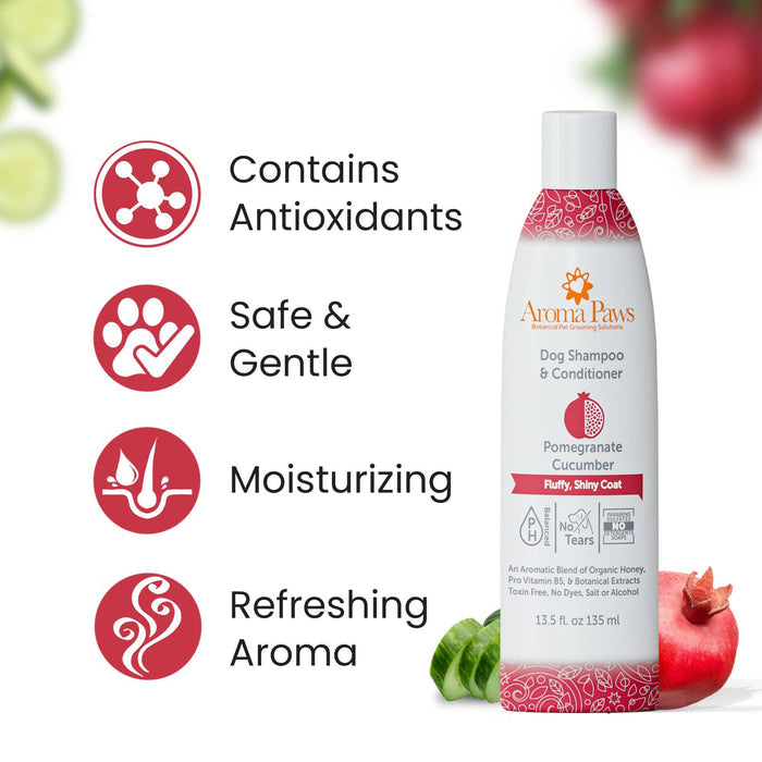 Aroma Paws - 13.5 Oz. Shampoo Pomegranate Cucumber - Dog.Dog.Cat.