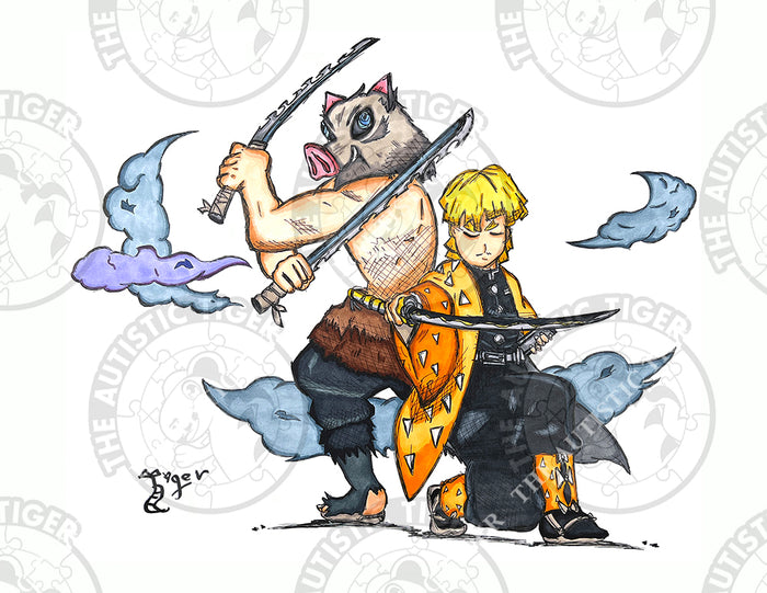 Art Print - A12 Zenitsu Agatsuma and Inosuke Hashibira - Demon Slayer