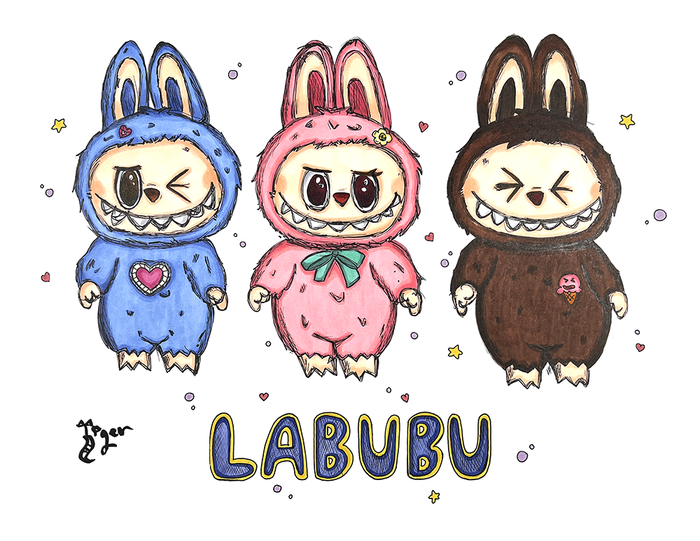Art Print - A20 Three Labubu