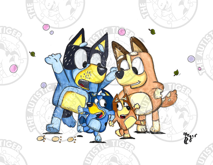 Art Print - B06 Heeler Family Hoorah - Bluey