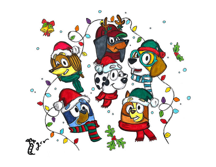 Art Print - B10 Bluey and Friends Christmas