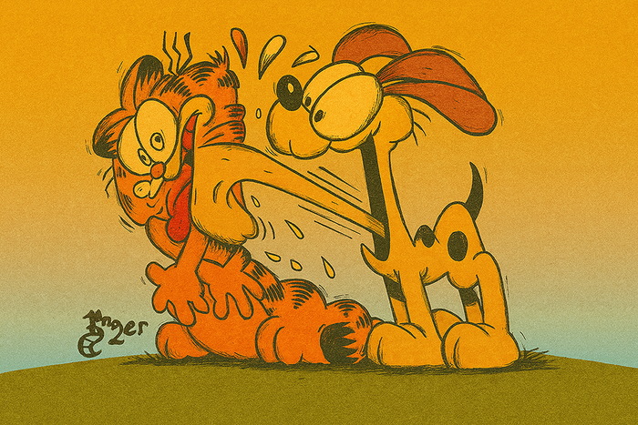 Art Print - C22 - Odie Licks Garfield - Color