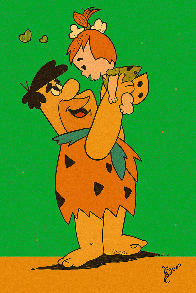 Art Print - C52 Fred and Pebbles Flintstone
