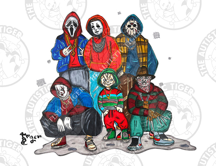 Art Print - H05 Six Horror Guys in the Hood
