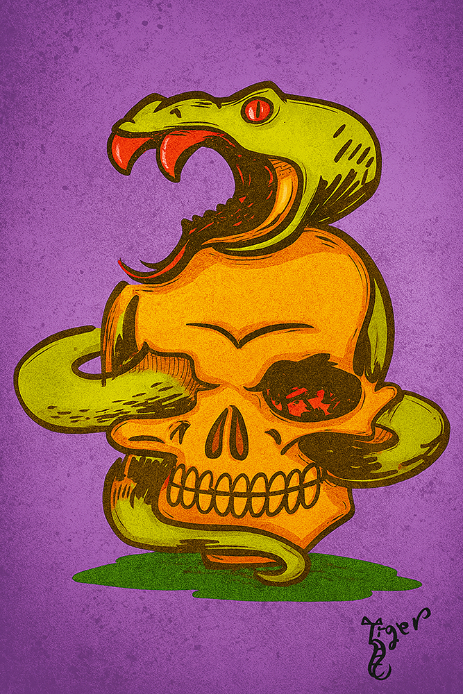 Art Print - H20 Snake Skull Color
