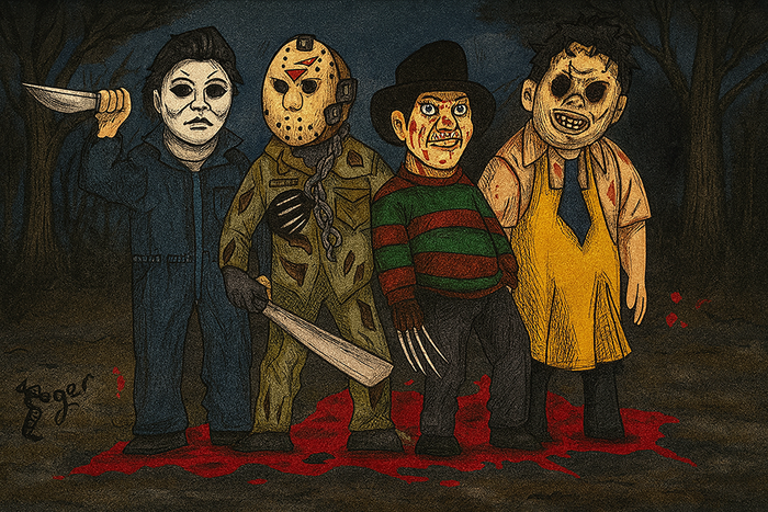 Art Print - H24 Fab Four Horror Guys - FULL SCENE