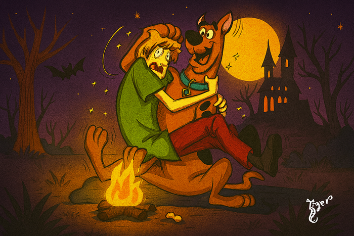 Art Print - H29 Scooby Doo Holds Shaggy - FULL SCENE