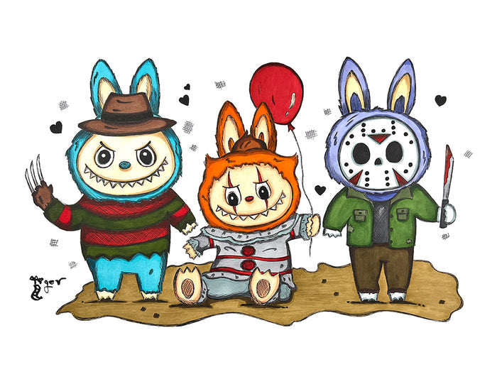 Art Print - H32 Three Horror Labubu