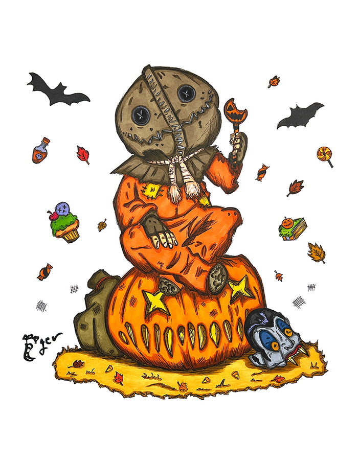 Art Print - H37 Sam Sitting on Jack o Lantern - Trick 'r Treat