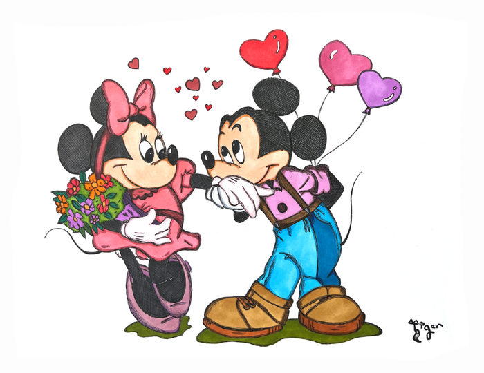 Art Print - N22 Mickey and Minnie Valentine