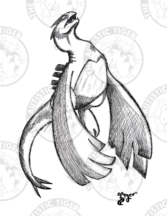 Art Print - P06 Lugia B/W - Pokemon