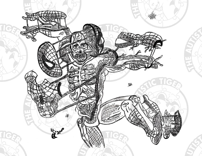 Art Print - P10 Spiderman Dissected B/W - Marvel