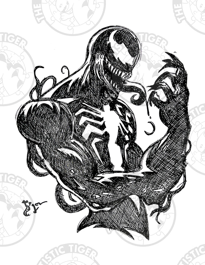 Art Print - P12 Venom B/W - Marvel
