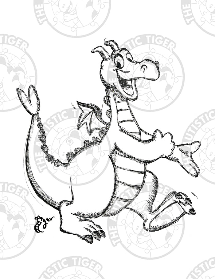 Art Print - P31 Figment B/W - Epcot
