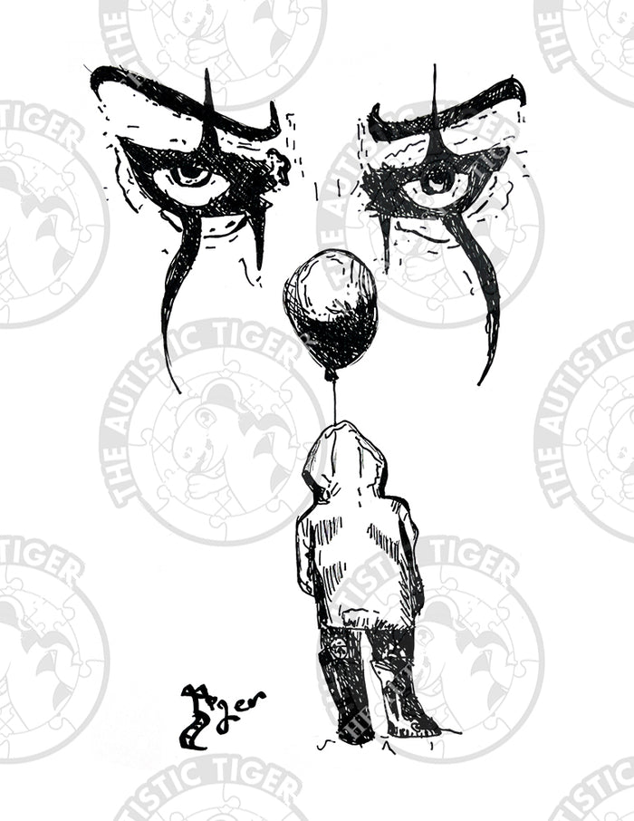 Art Print - P37 Pennywise B/W - It Clown Balloon