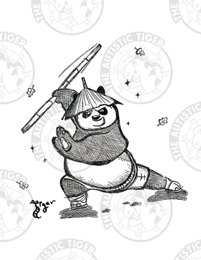 Art Print - P6 Kung Fu Panda B/W