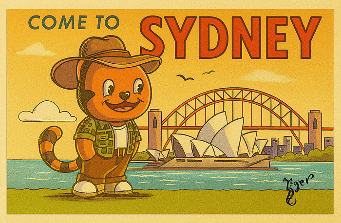 Art Print - PC02 Come to Sydney - TAT Australia Postcard