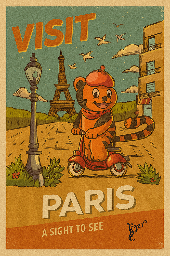 Art Print - PC07 Visit Paris - TAT Postcard