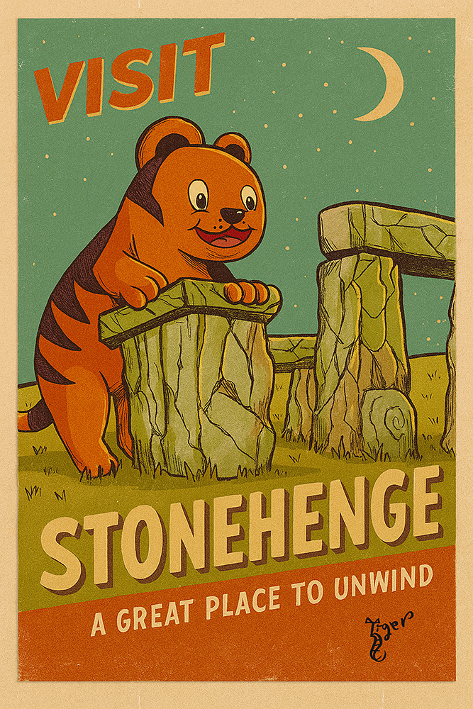 Art Print - PC09 Visit Stonehenge - TAT Postcard