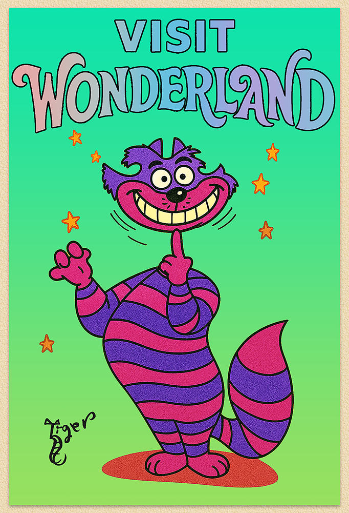 Art Print - PC28 Visit Wonderland - Cheshire Cat - Postcard