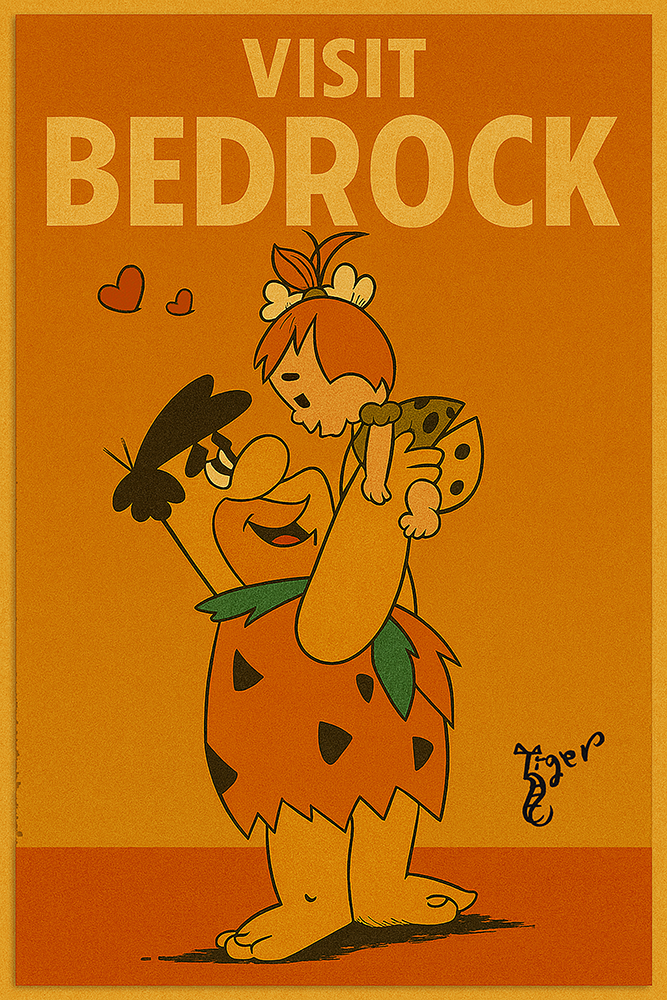 Art Print - PC38 Visit Bedrock - The Flintstones - Postcard